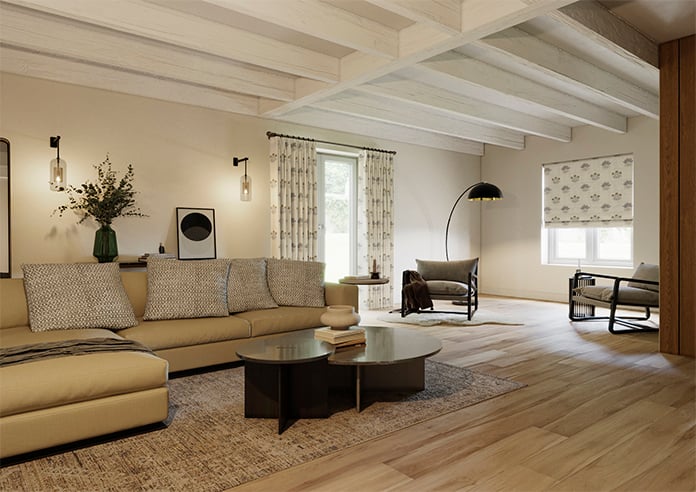 William Morris At Home Lily Flower Embroidery, Woad - Twist&Fit Roman Blind - Image 7